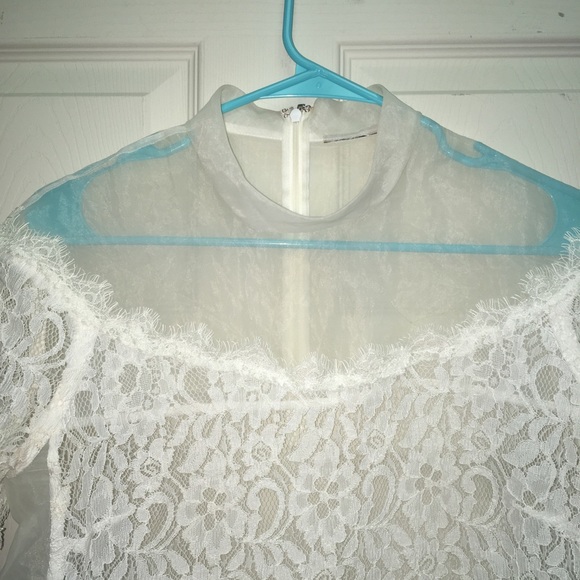 Free People Lace Blouse Transparent Top Tee Boho Sheer - Picture 5 of 12